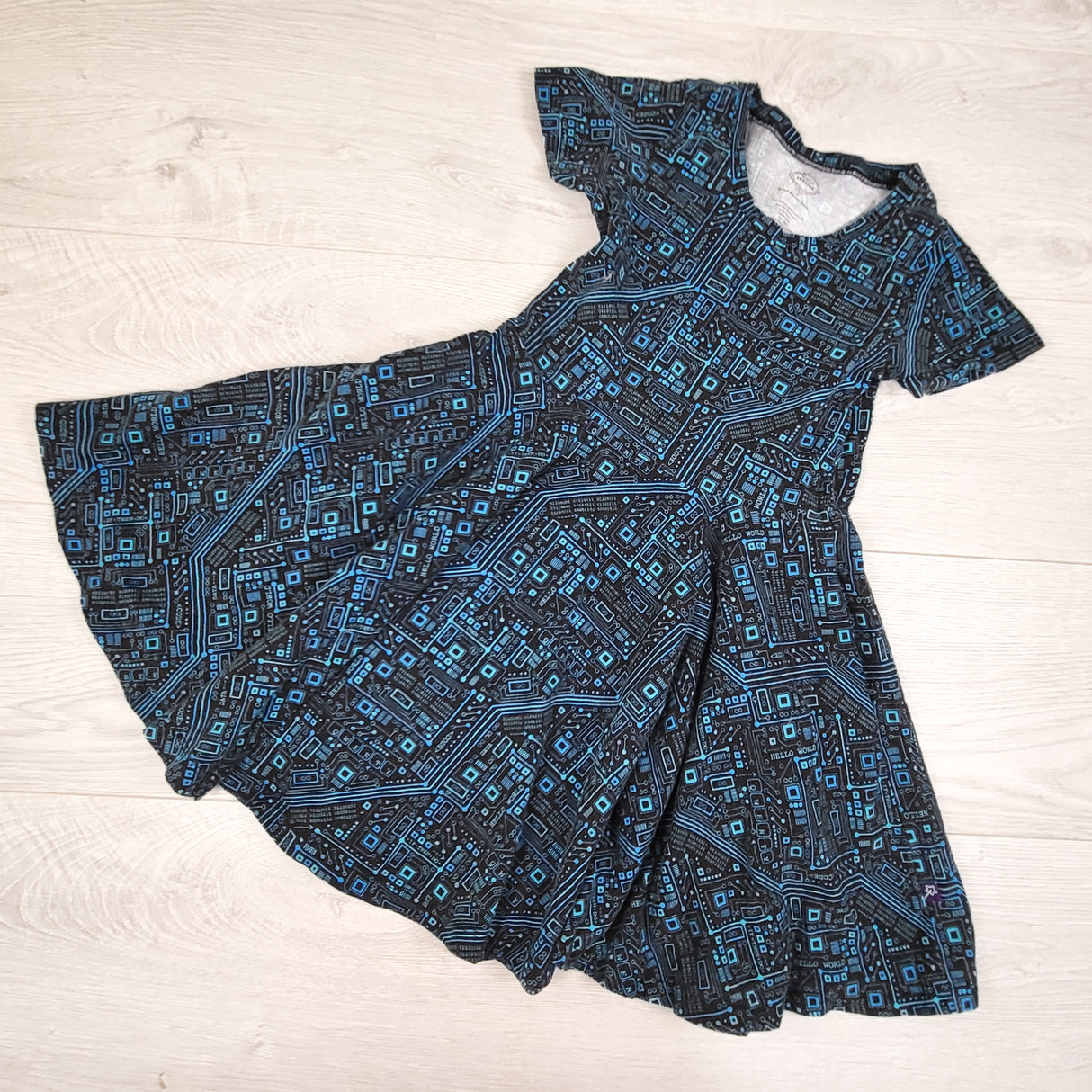 Princess Awesome blue patterned cotton dress. Size 6