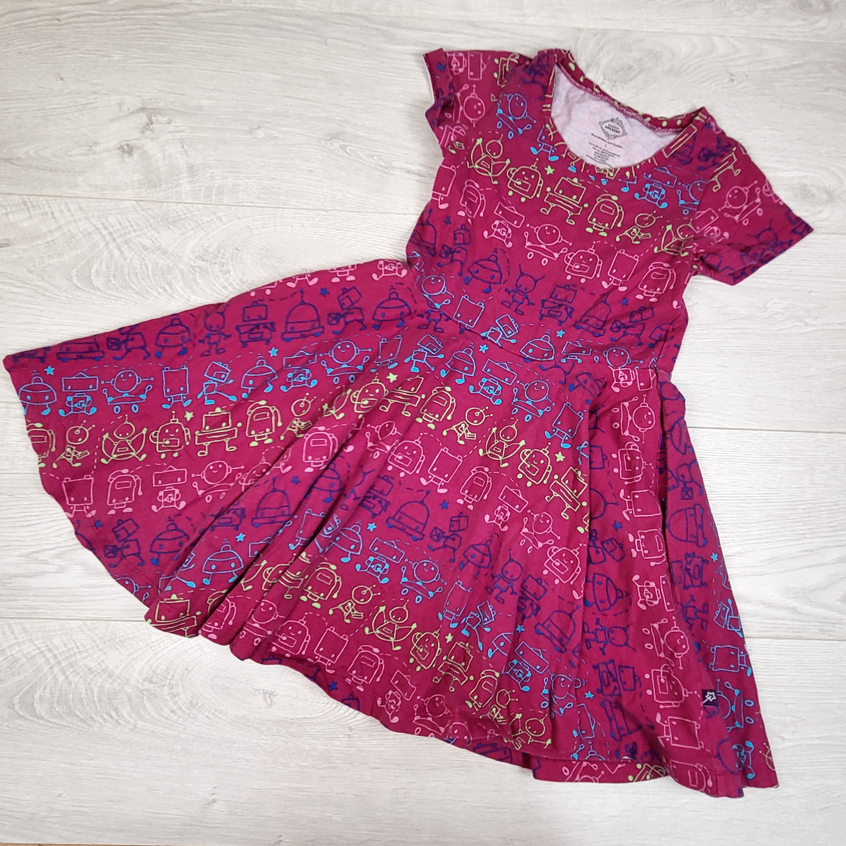 Princess Awesome pink robot print dress. Size 6
