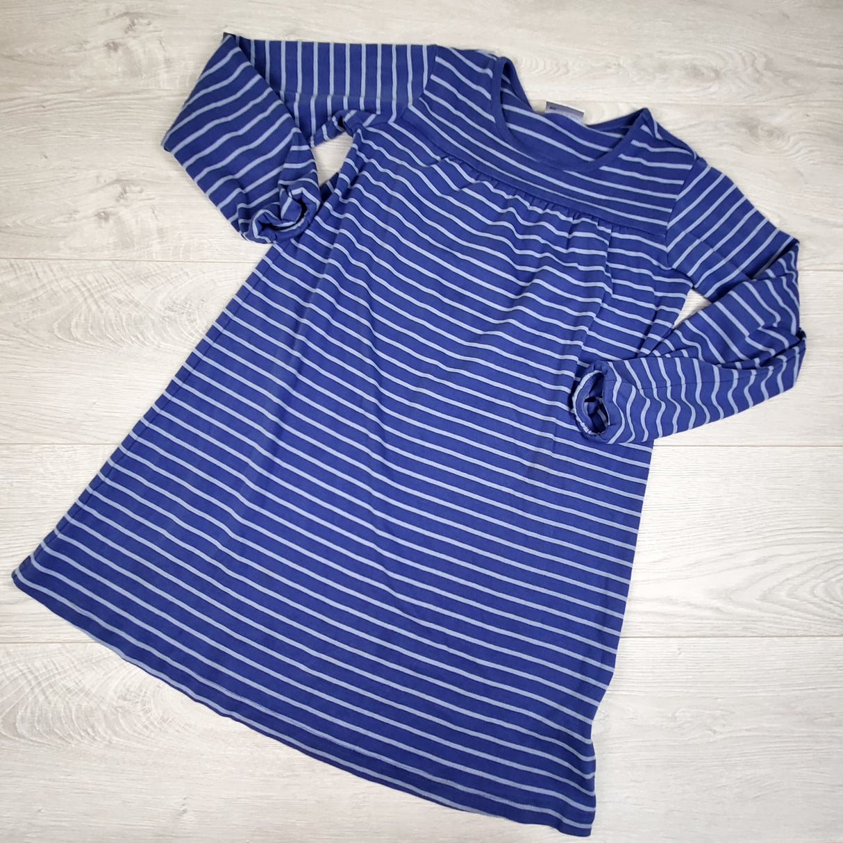 Hanna Andersson blue striped cotton dress. Size 10