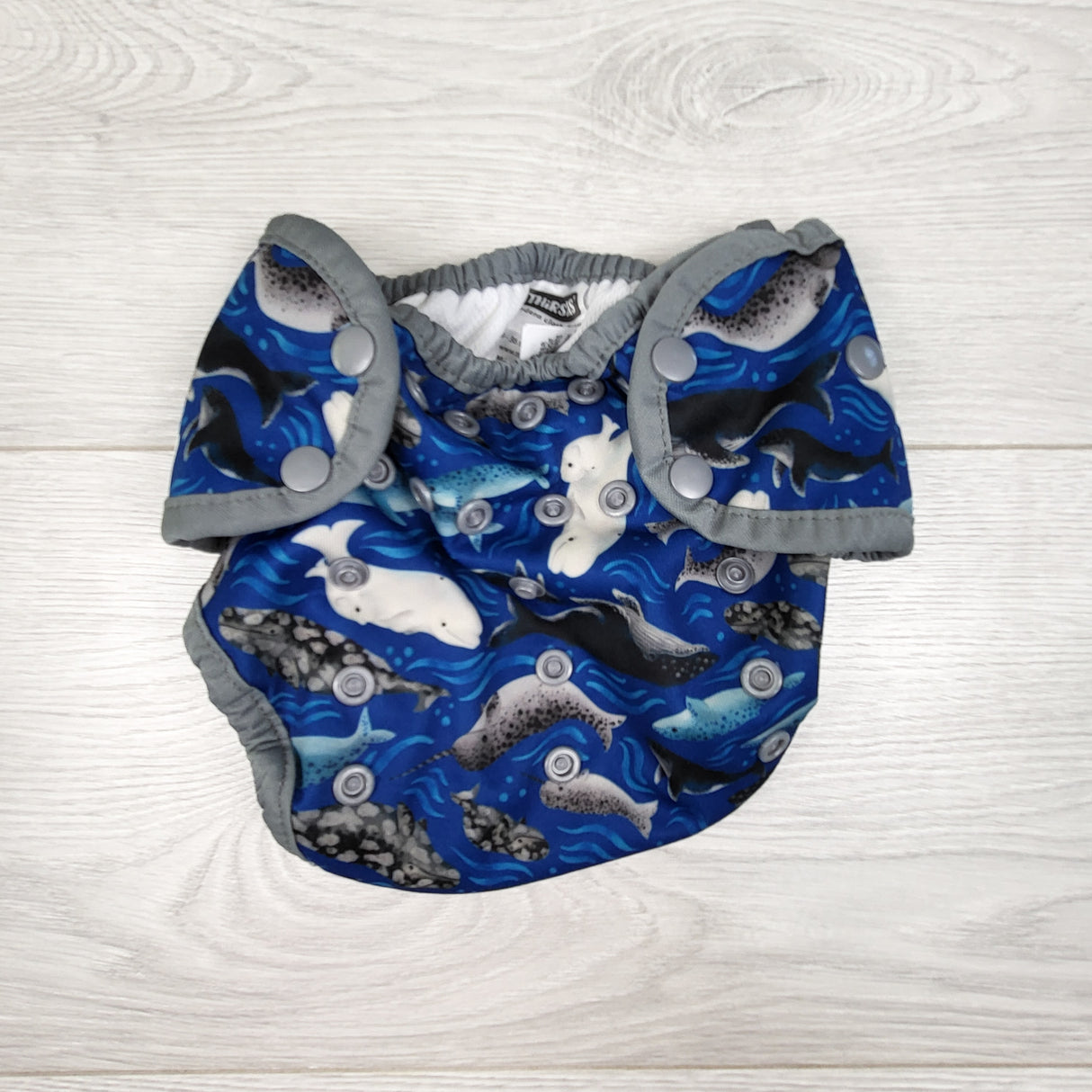 Thirsties cloth diaper cover with ocean creatures. Size 2 (9 to 36 months)
