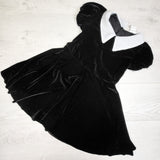 Black collared velvet "Wednesday" style dress. Size 8-10 Years - AS IS