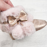 Laura Ashley pink and rose gold soft soled booties. Size 4 (infant)