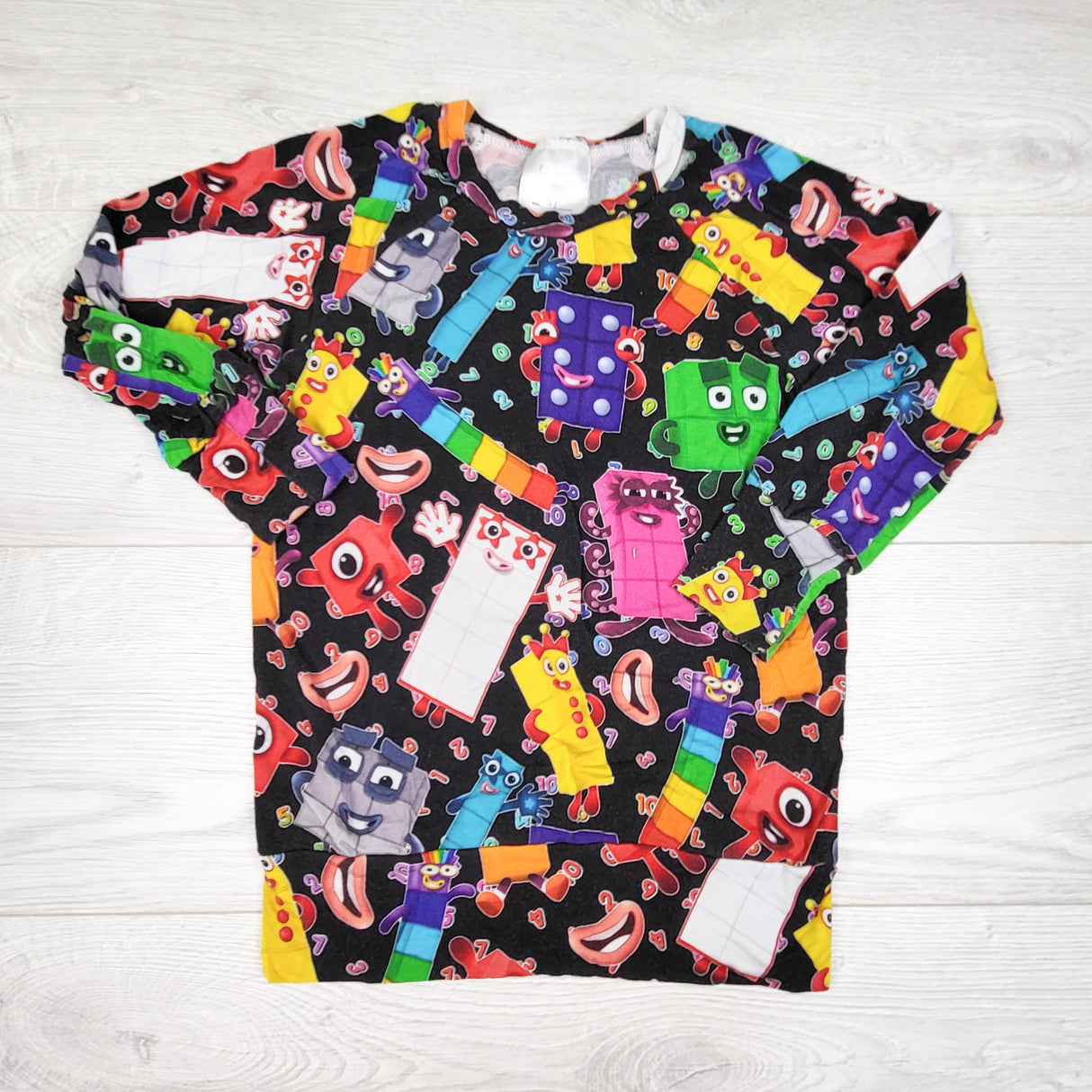 EJ Squared black handmade Numberblocks shirt. Size 5T