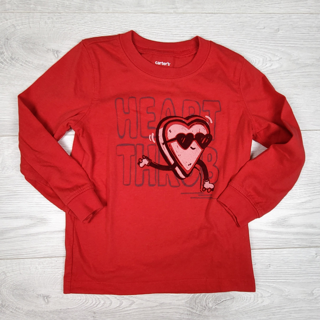 Carters red "Heart Throb" long sleeve top. Size 3T