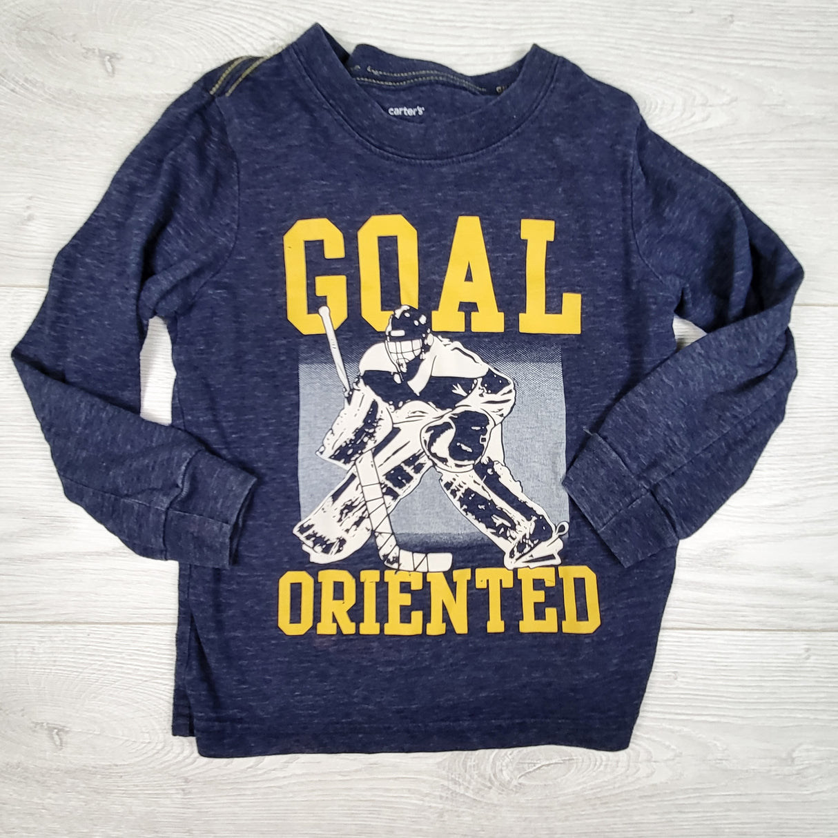 Carters blue "Goal Oriented" long sleeve top. Size 3T