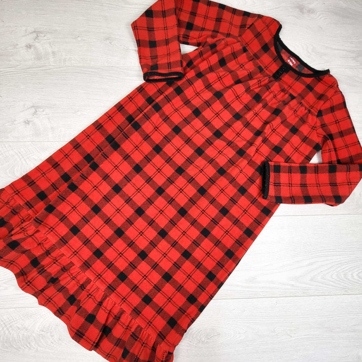 Carters red plaid fleece night gown. Size 8-10 Years