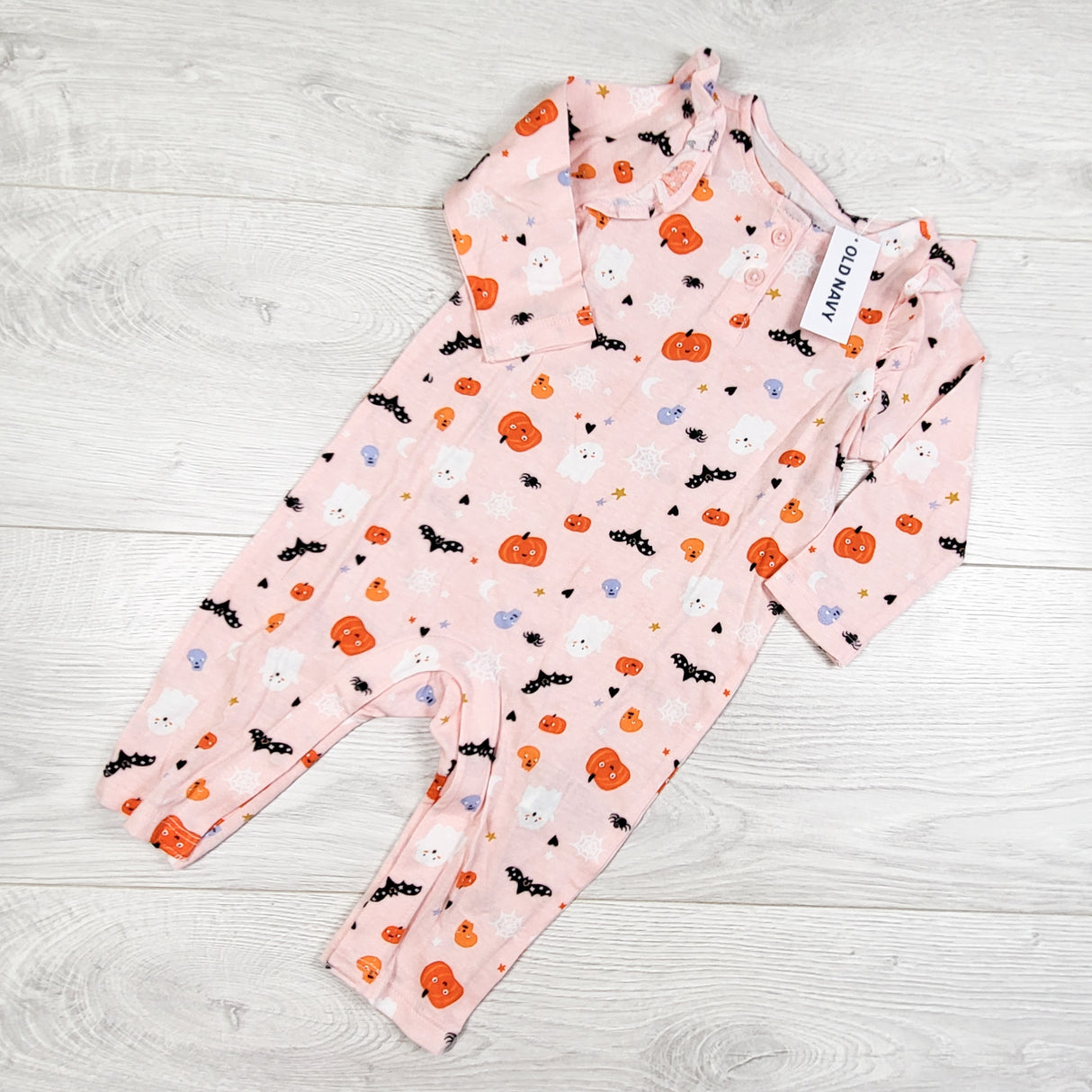 NEW - Old Navy pink Halloween themed romper. Size 3-6 months