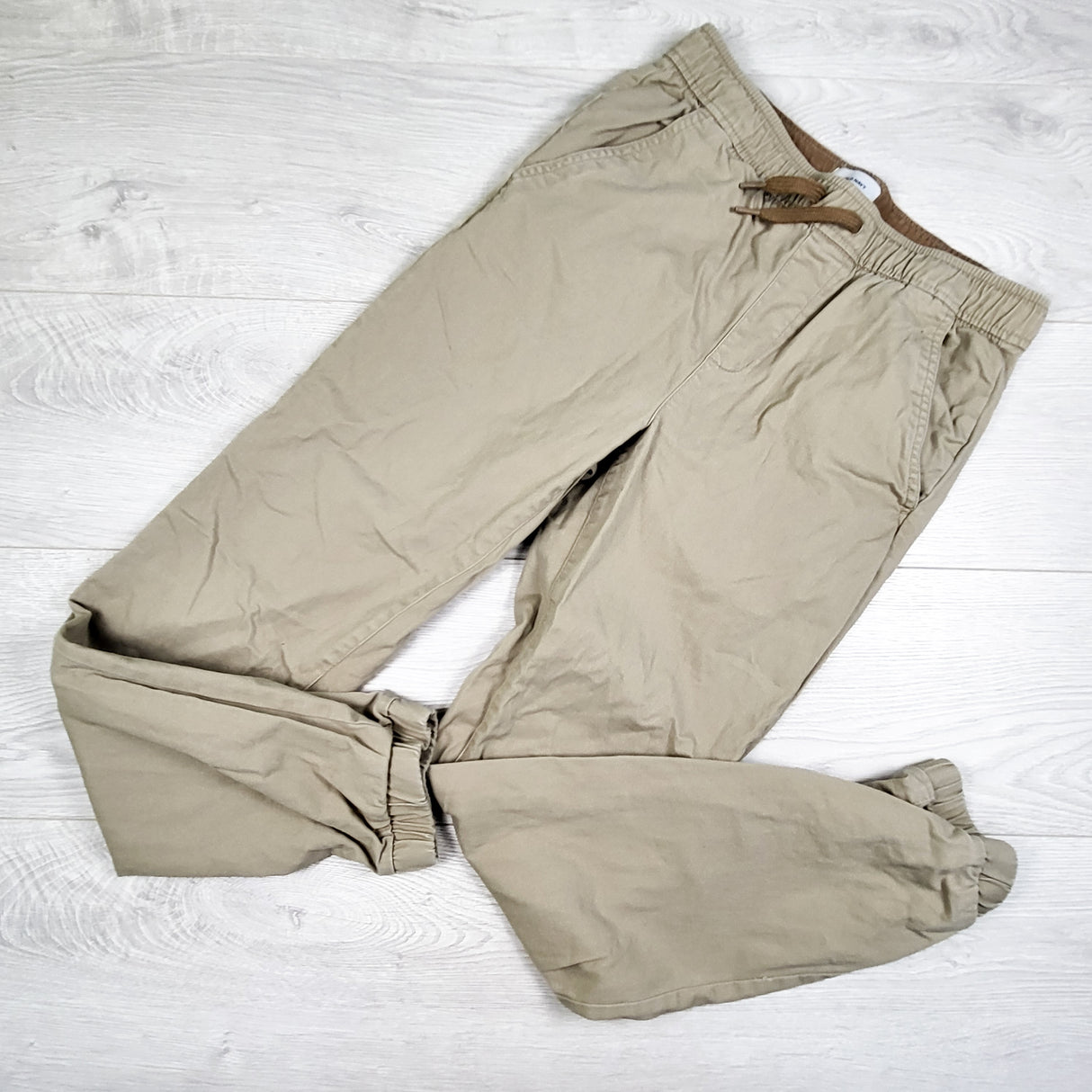 Old Navy khaki twill joggers. Size 14/16