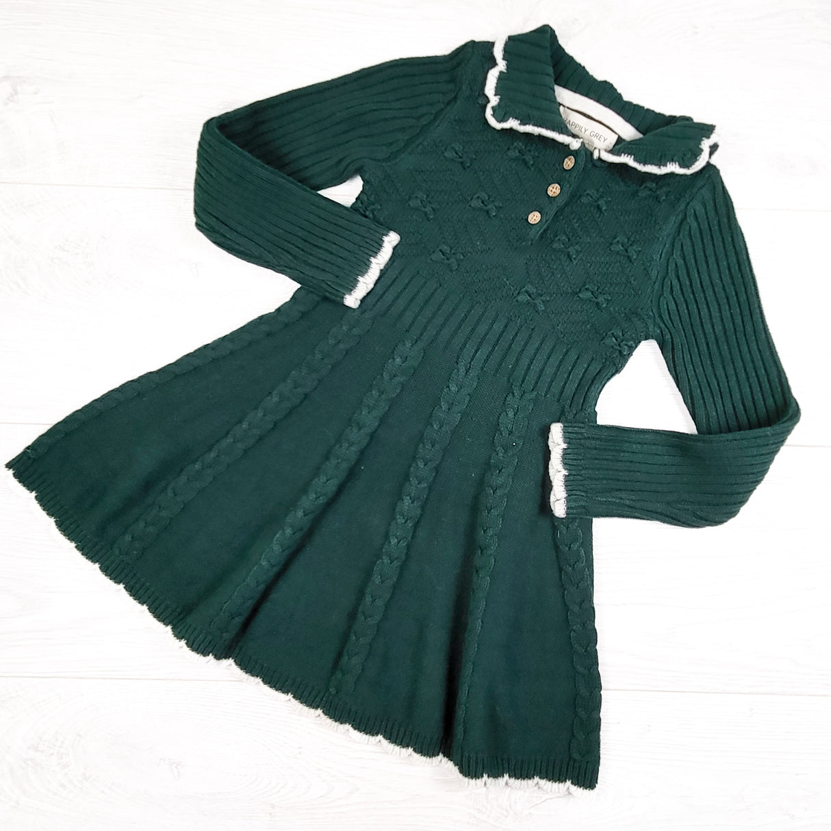 Happily Grey forest geen collared sweater dress. Size 3T