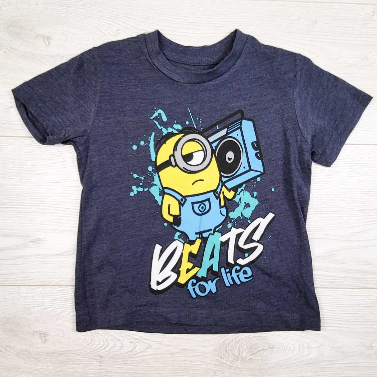 Blue Minions "Beats For Life" t-shirt. Size 2T