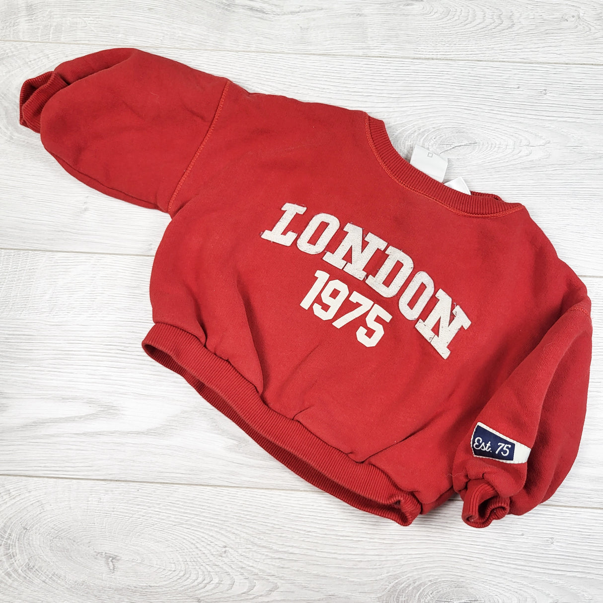 Zara red varsity style "London" sweatshirt. Size 18-24 months