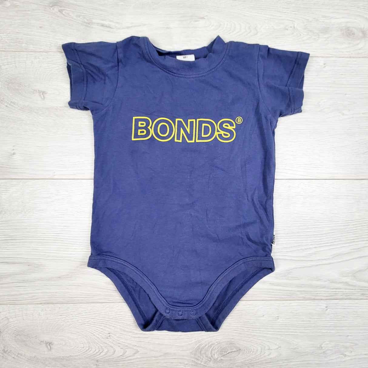 Bonds blue organic cotton bodysuit. Size 12-18 months