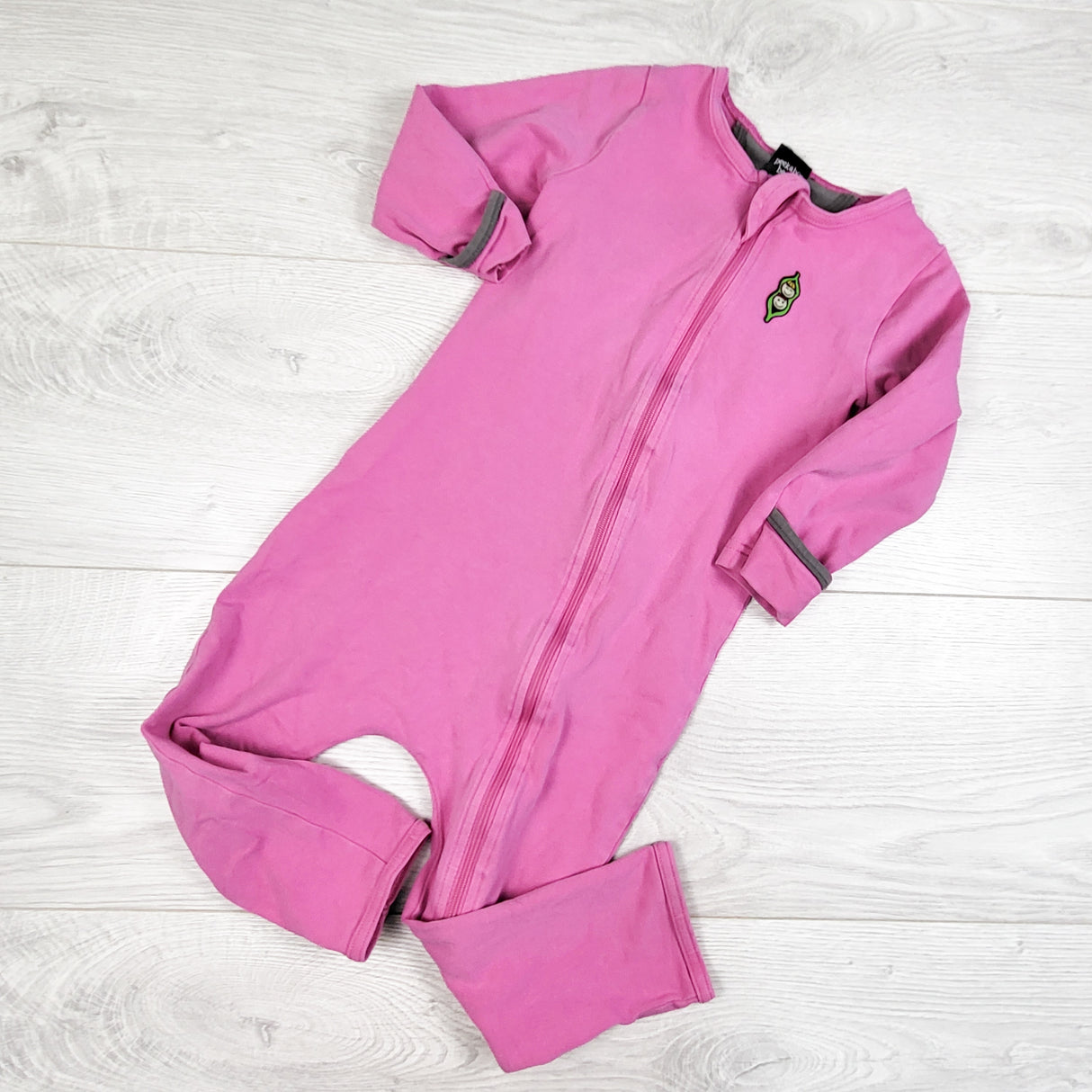 Peekaboo Beans pink zippered romper. Size 18-24 months