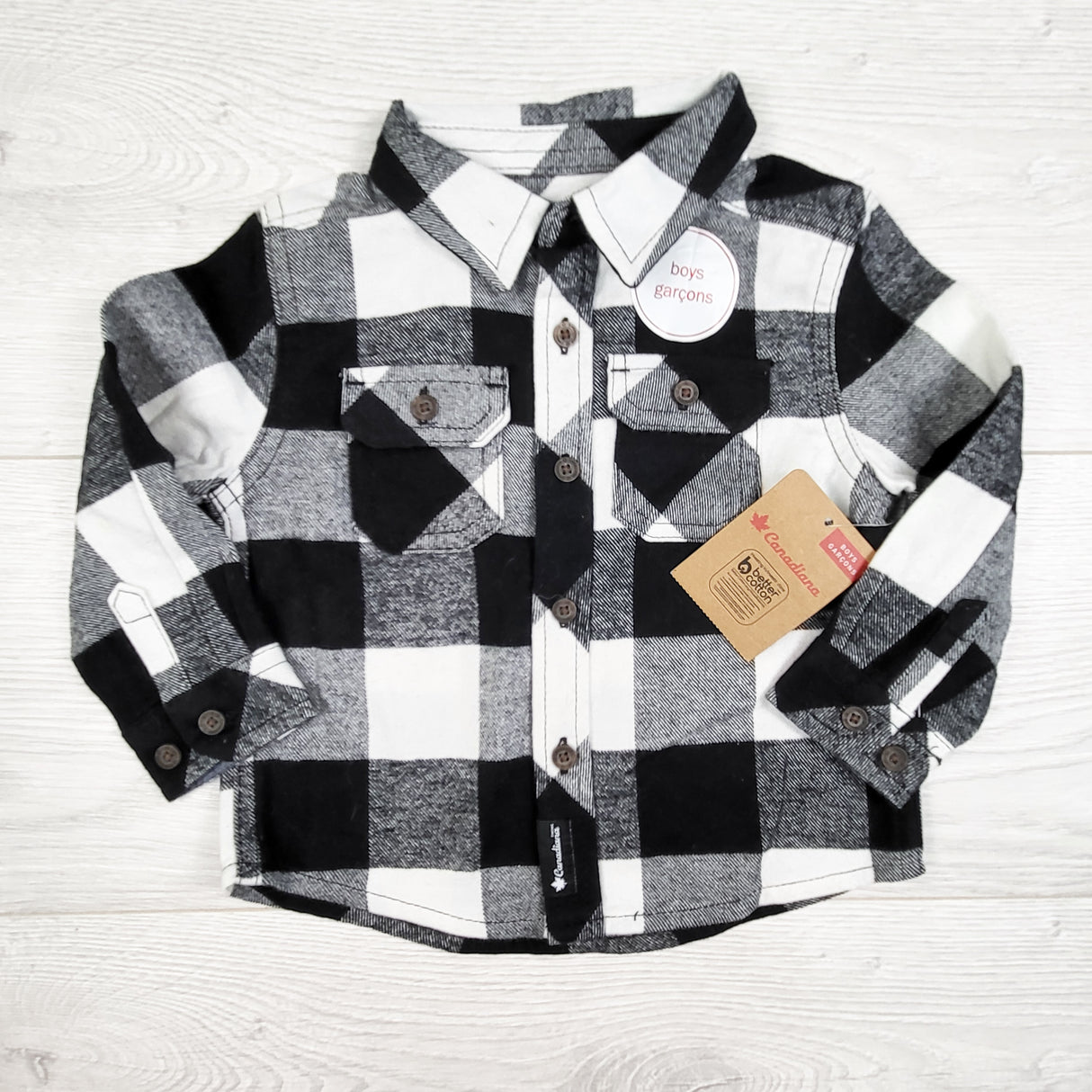 NEW - Canadiana plaid button down flannel shirt. Size 6-12 months