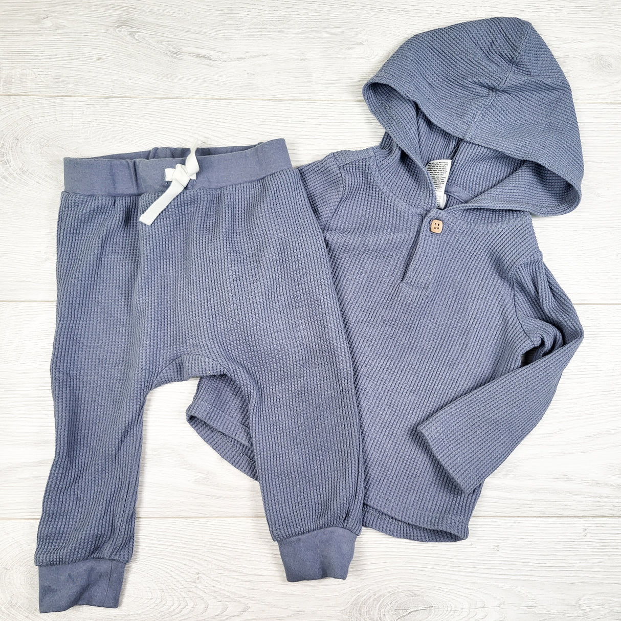 Gerber blue waffle knit 2pc hoodie set. Size 12 months