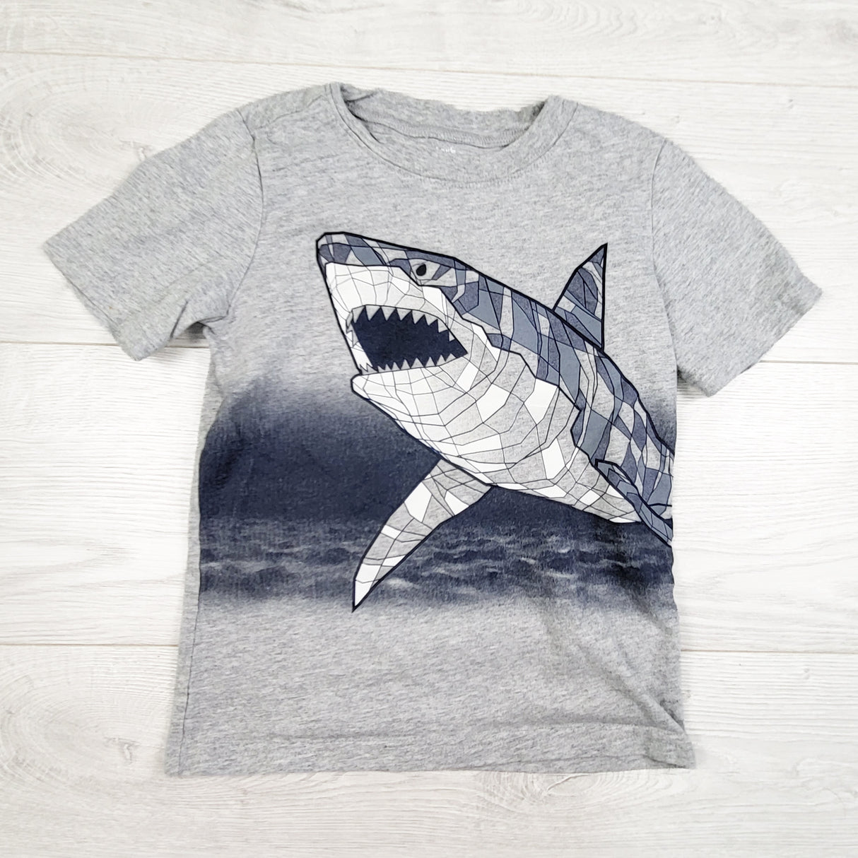 Carters grey t-shirt with shark. Size 6