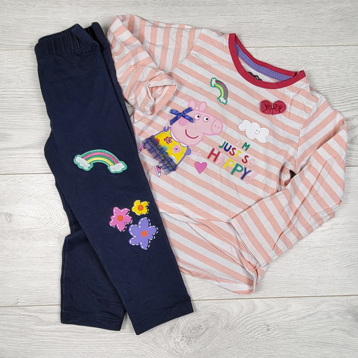 Peppa Pig striped 2ps set. Size 2T