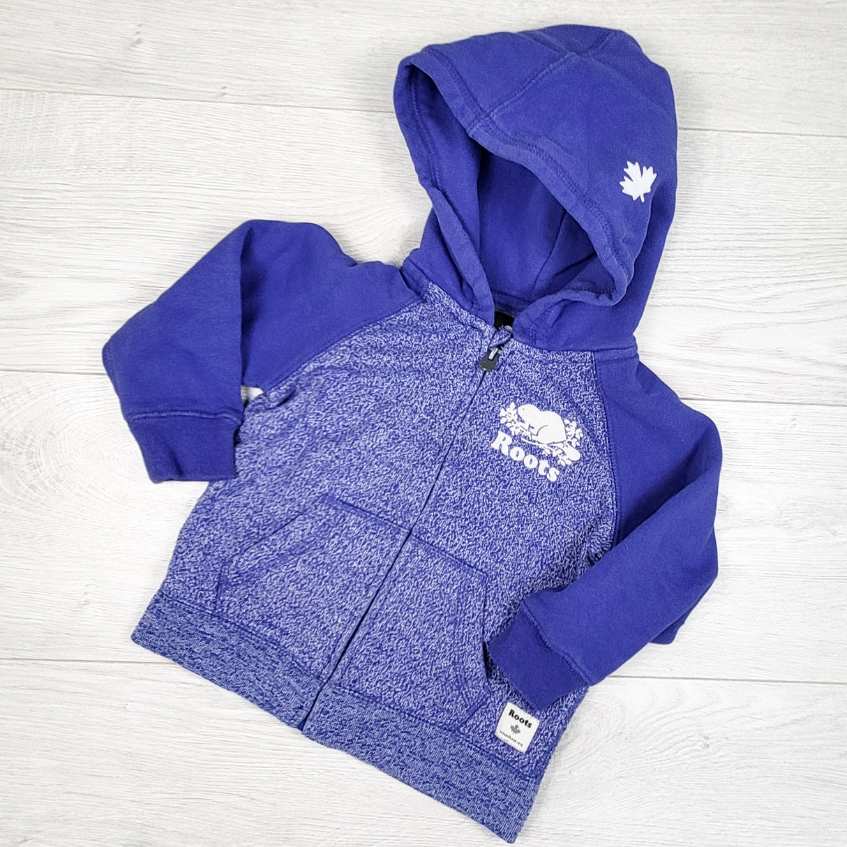 Roots purple zip up hoodie. Size 18-24 months