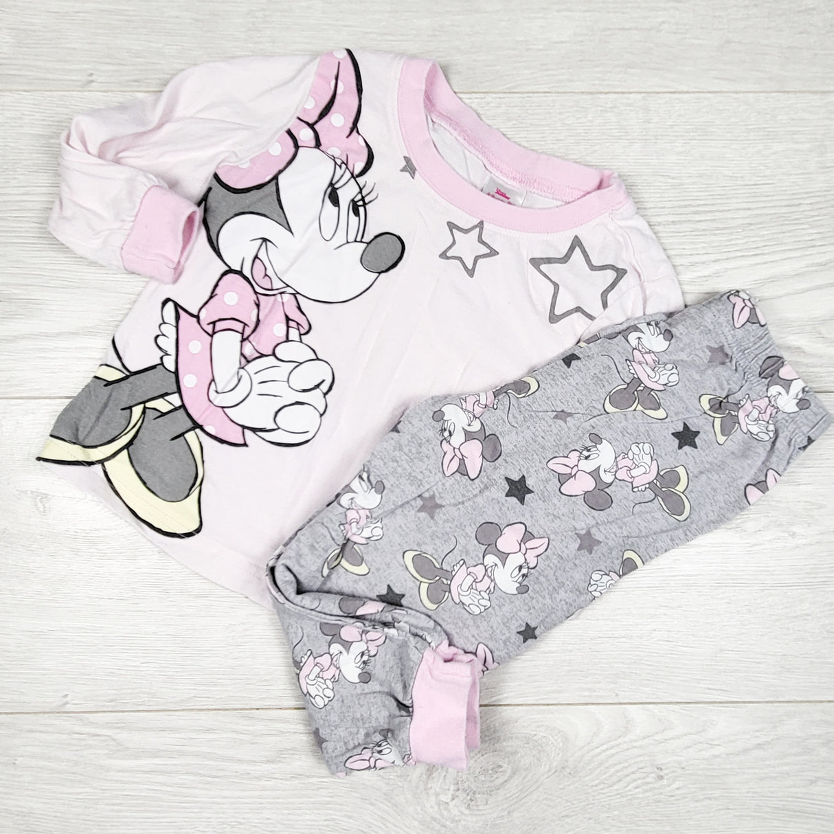 Minnie Mouse pink and grey 2pc PJs. Size 3T