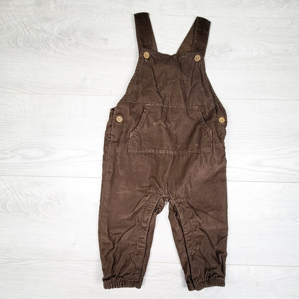 Little Planet brown organic cotton corduroy overalls. Size 12 months