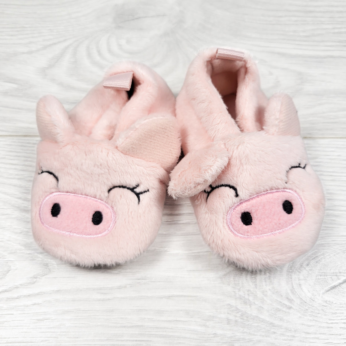 Old Navy pink plush pig slippers. Size 0-3 months