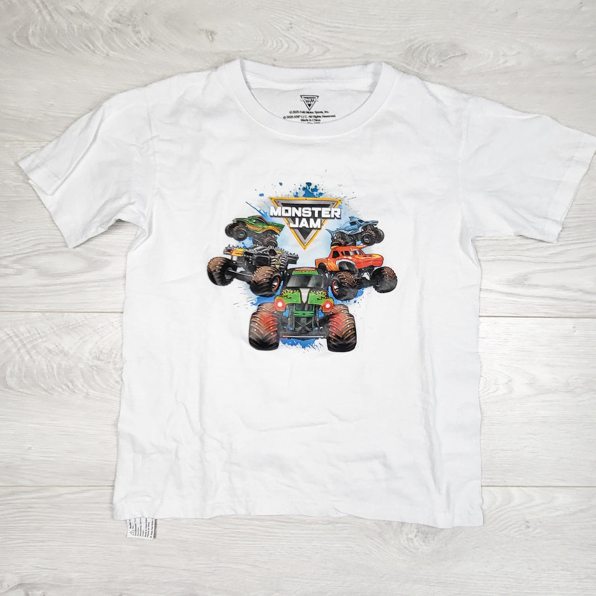 White Monster Jam t-shirt. Size 7/8