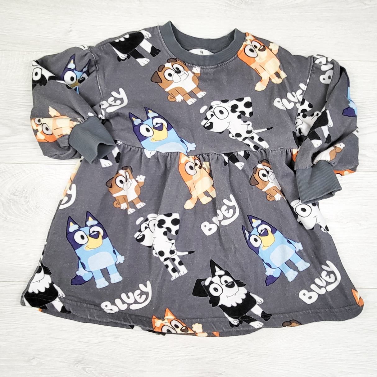 H and M grey Bluey sweatshirt dress. Size 4-6 Years