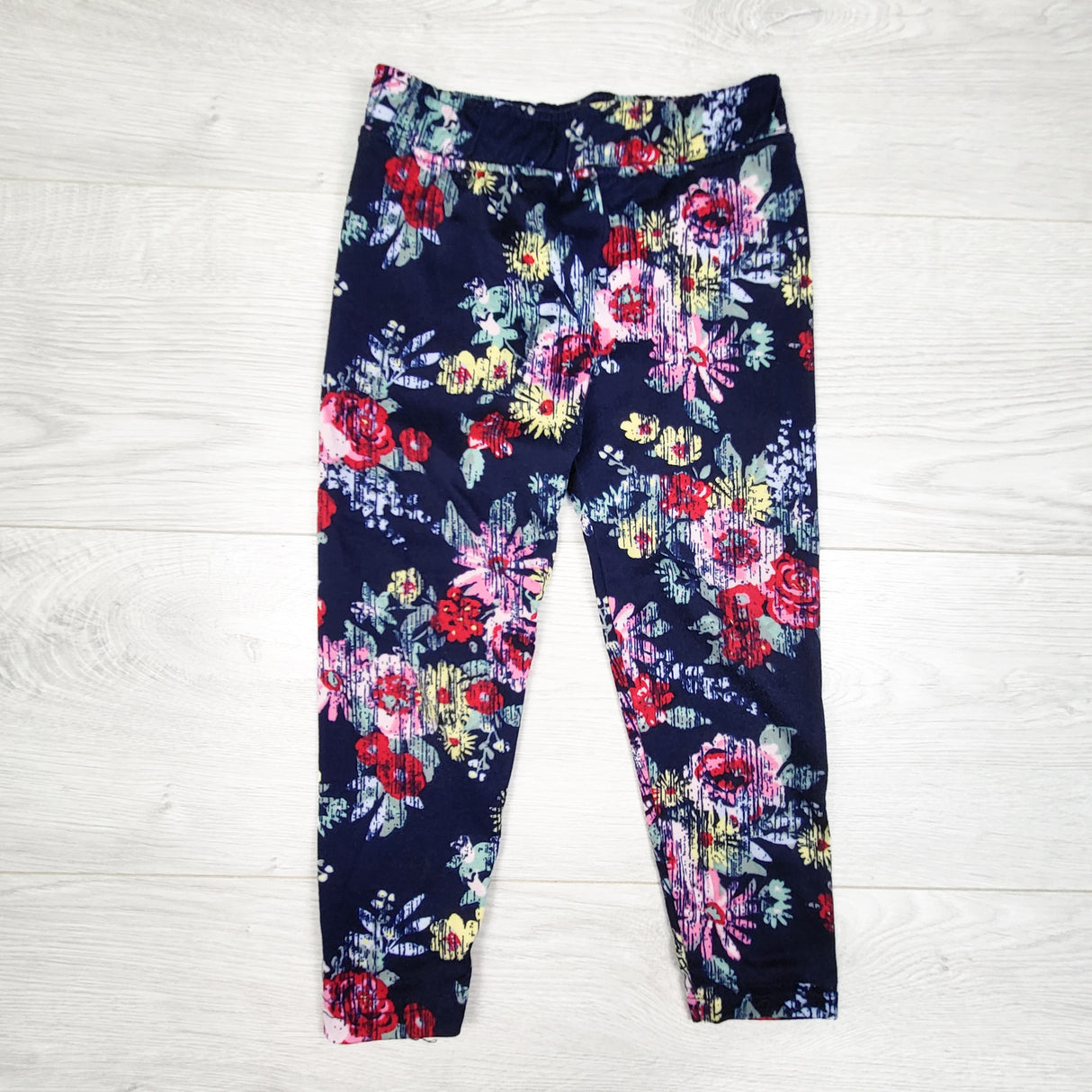 Navy floral print leggings. Size 4T