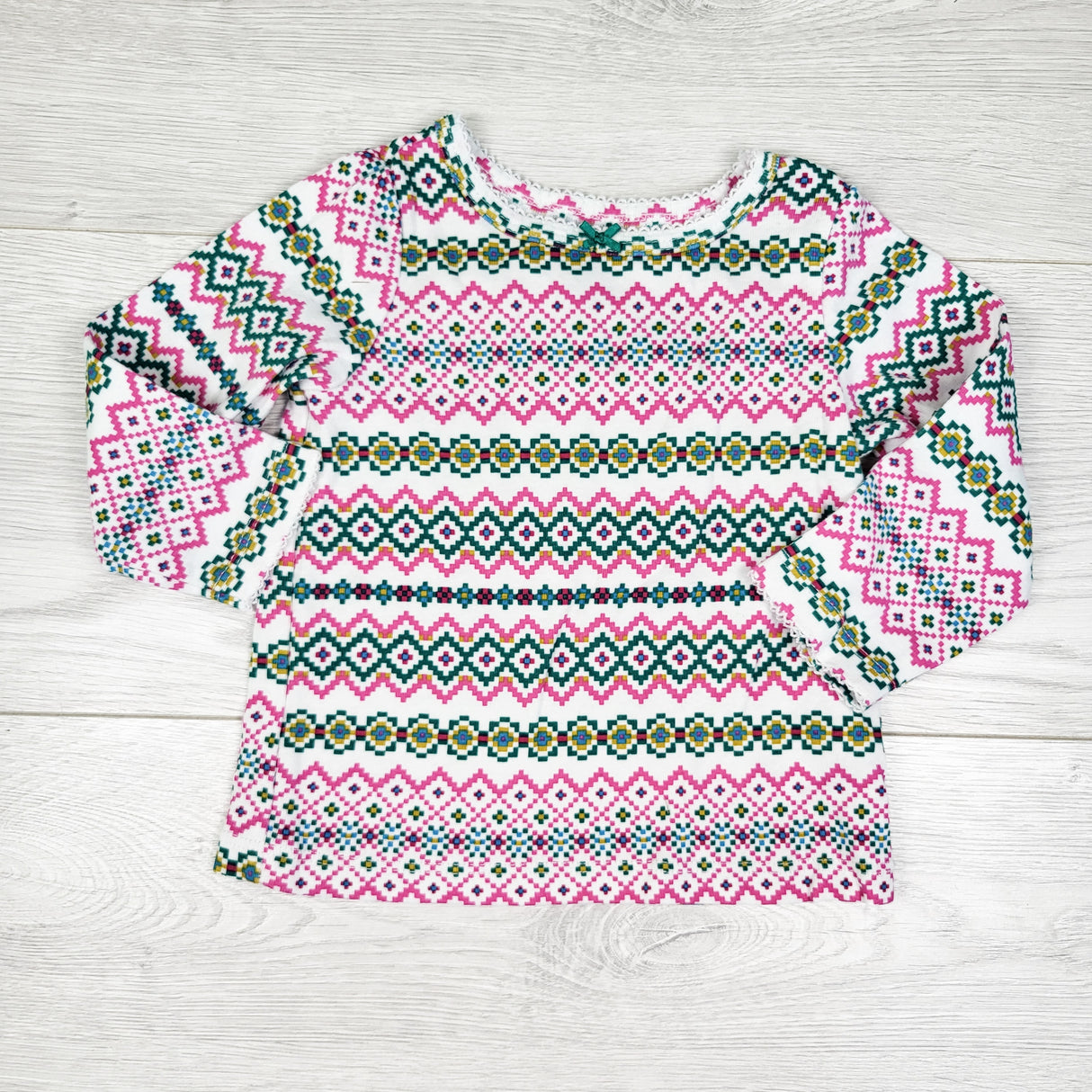 Carters white Fair Isle patterned long sleeve top. Size 12 months