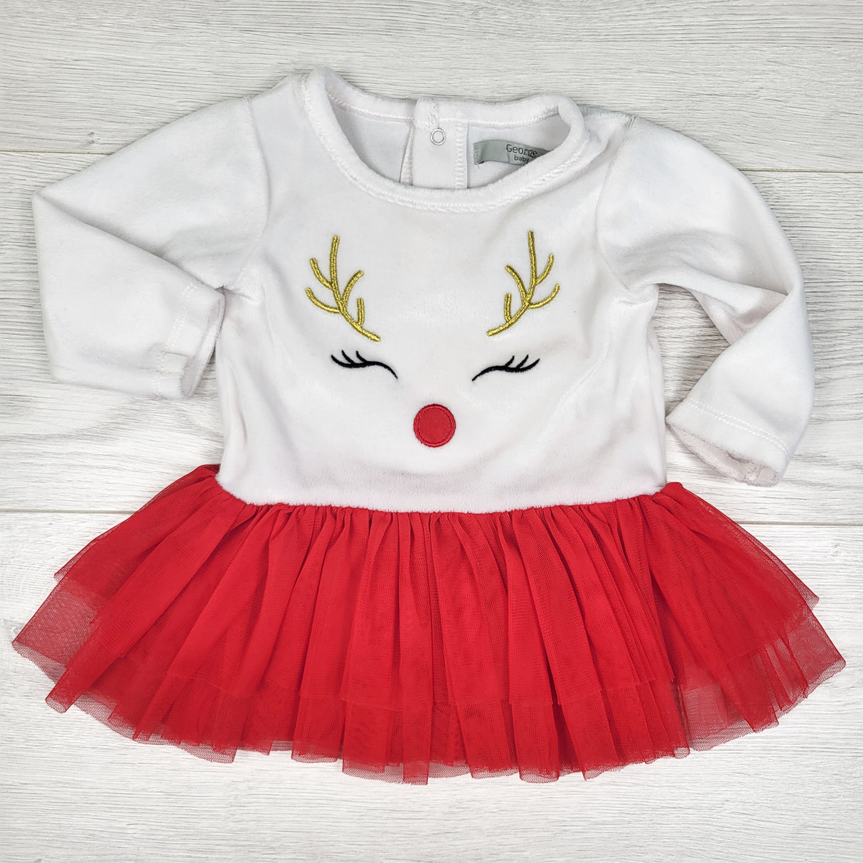 George velour reindeer dress. Size 6-12 months