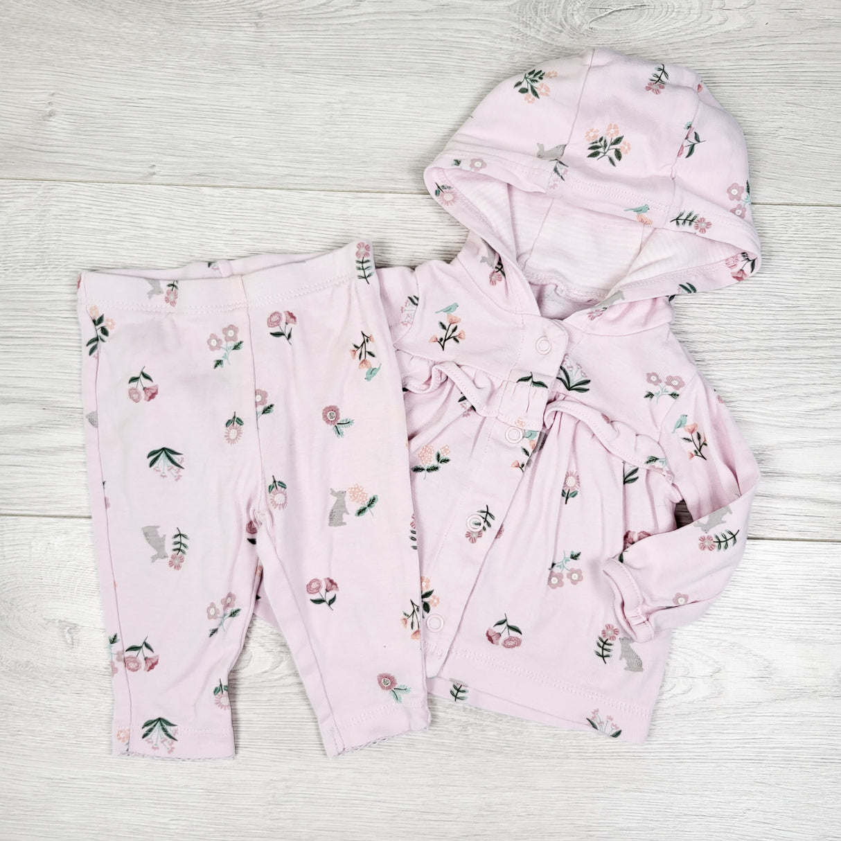 Carters pink floral print 2pc hoodie set. Size 3 months