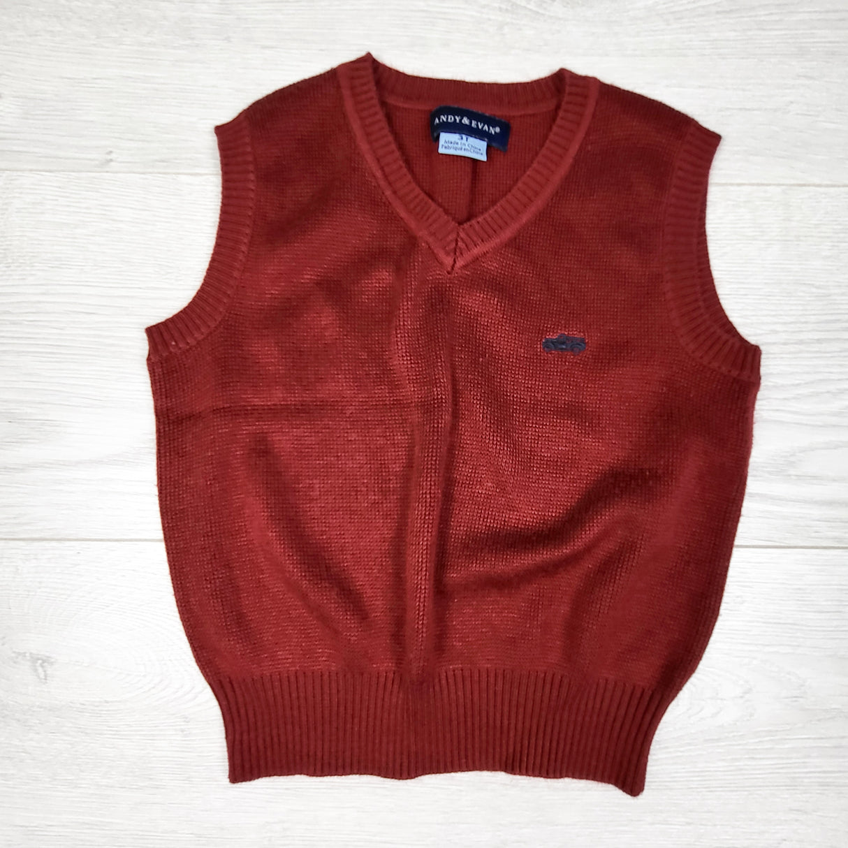 Andy and Evan red sweater vest. Size 3T