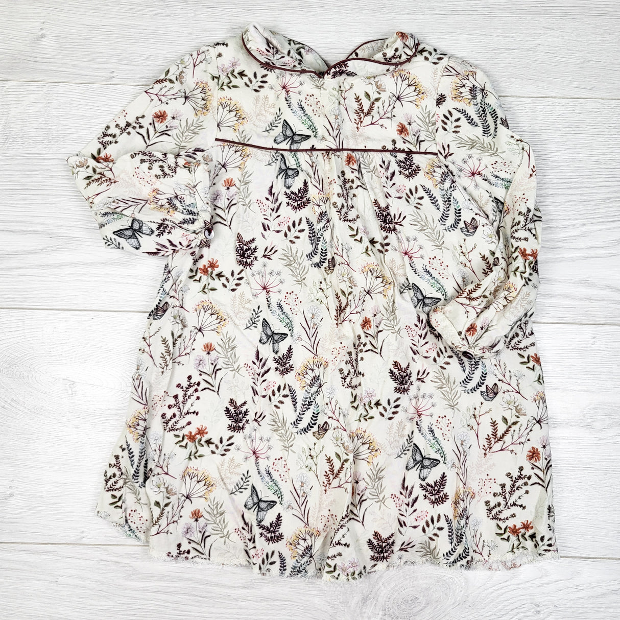 Zara beige floral print rayon dress. Size 12-18 months
