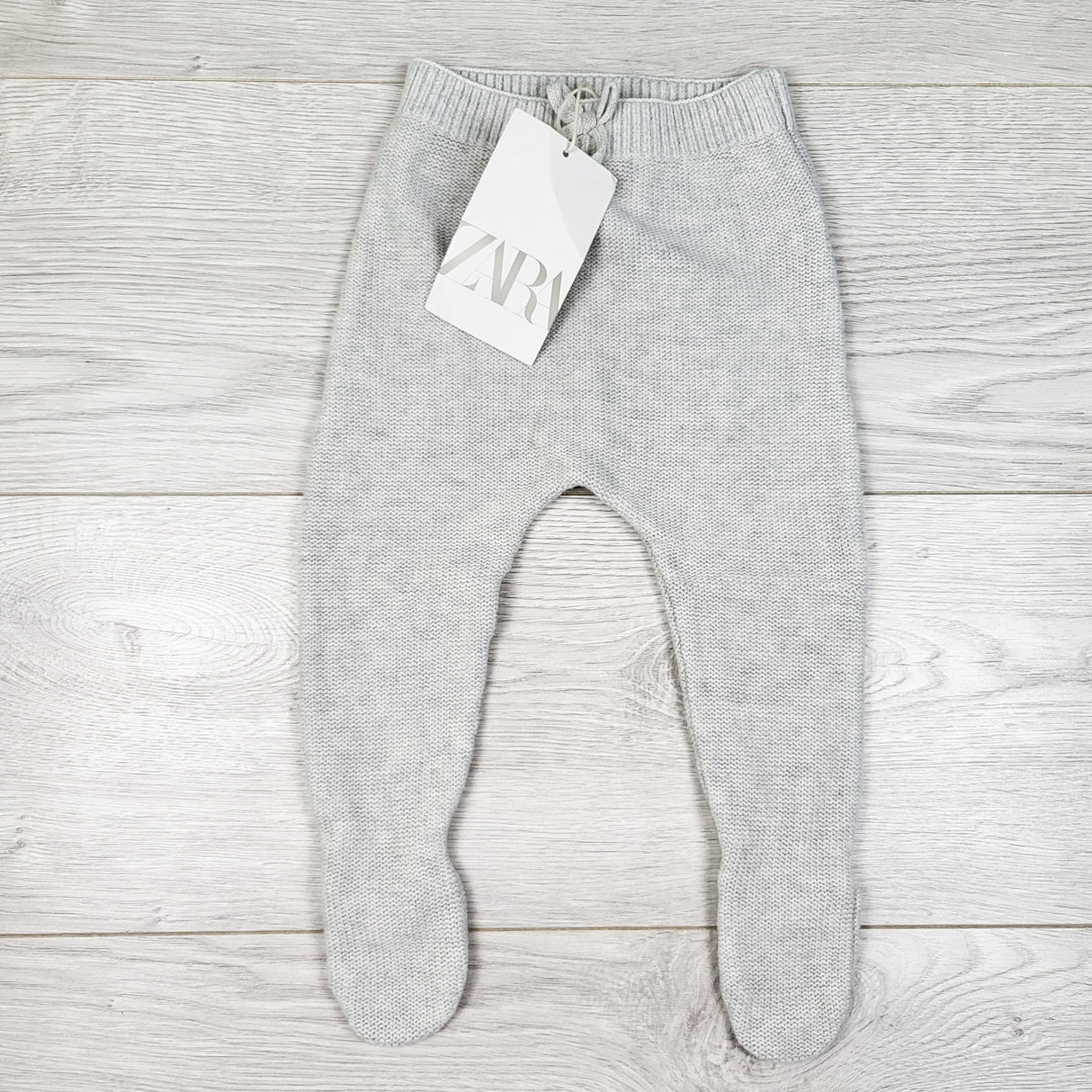 NEW - Zara grey knit footed pants. Size 3-6 months