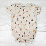 Rabbit and Bear beige vegetable print bodysuit. Size 0-3 months