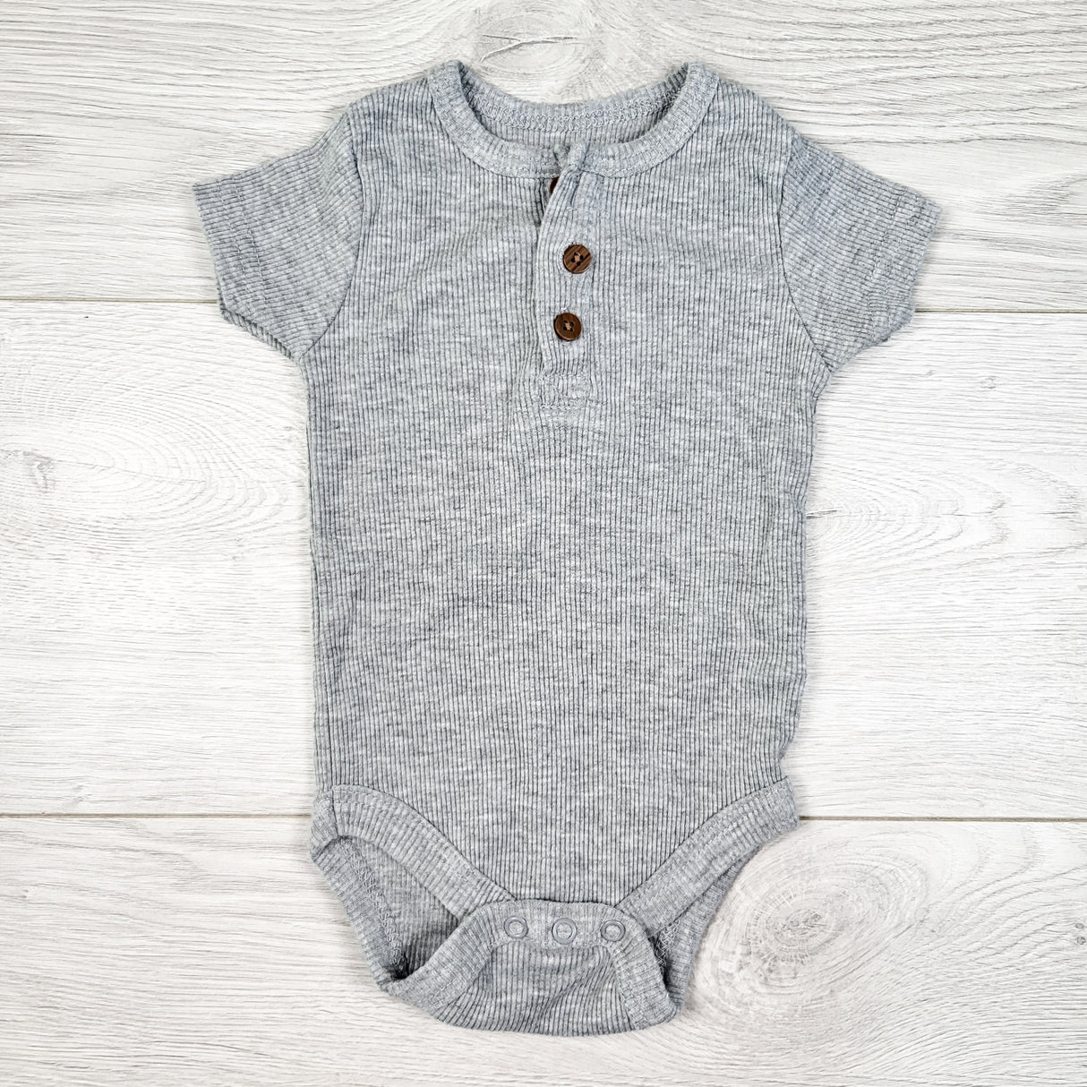 Chick Pea grey ribbed bodysuit. Size 3-6 months