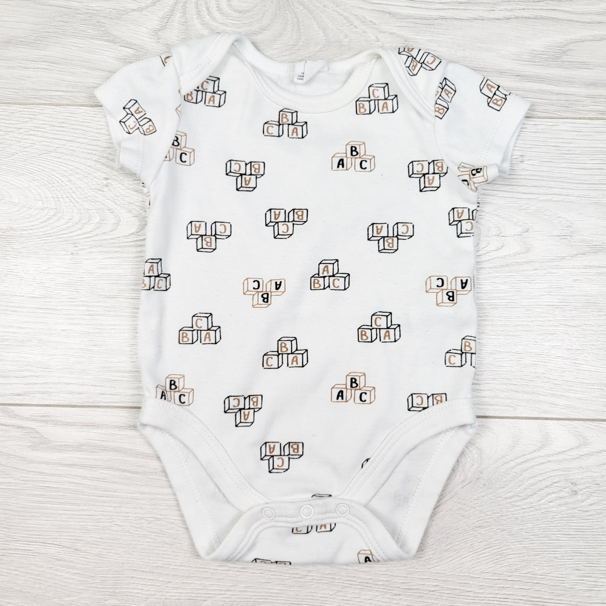 PL Baby white bodysuit with building blocks. Size 3 months