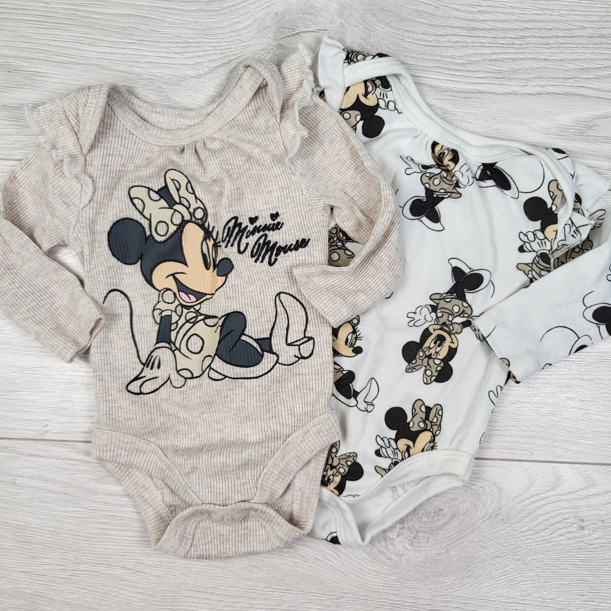 Disney Baby pair of ribbed Minnie Mouse bodysuits. Size 0-3 months