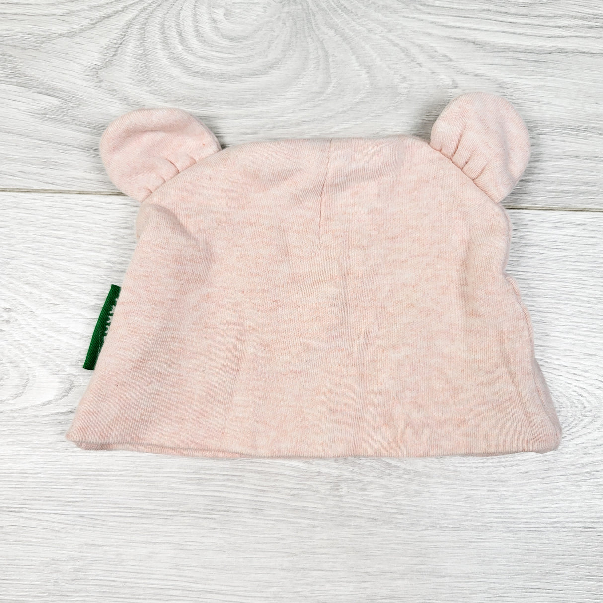 Parade pink bear ear organic cotton hat. Size 0-6 months