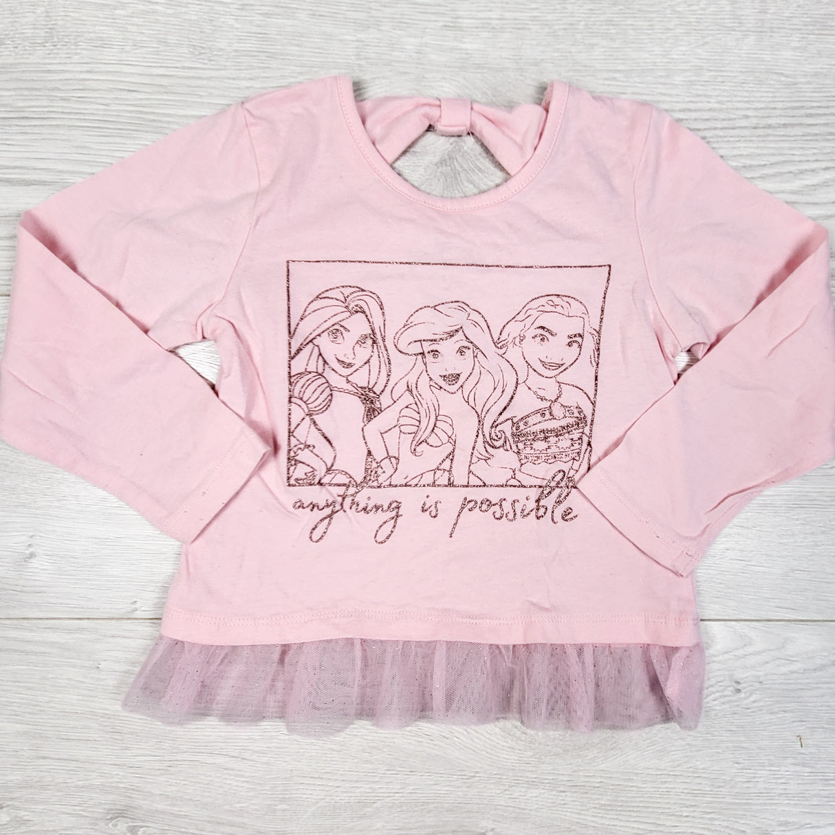 Pink Disney Princesses long sleeve top. Size 4T