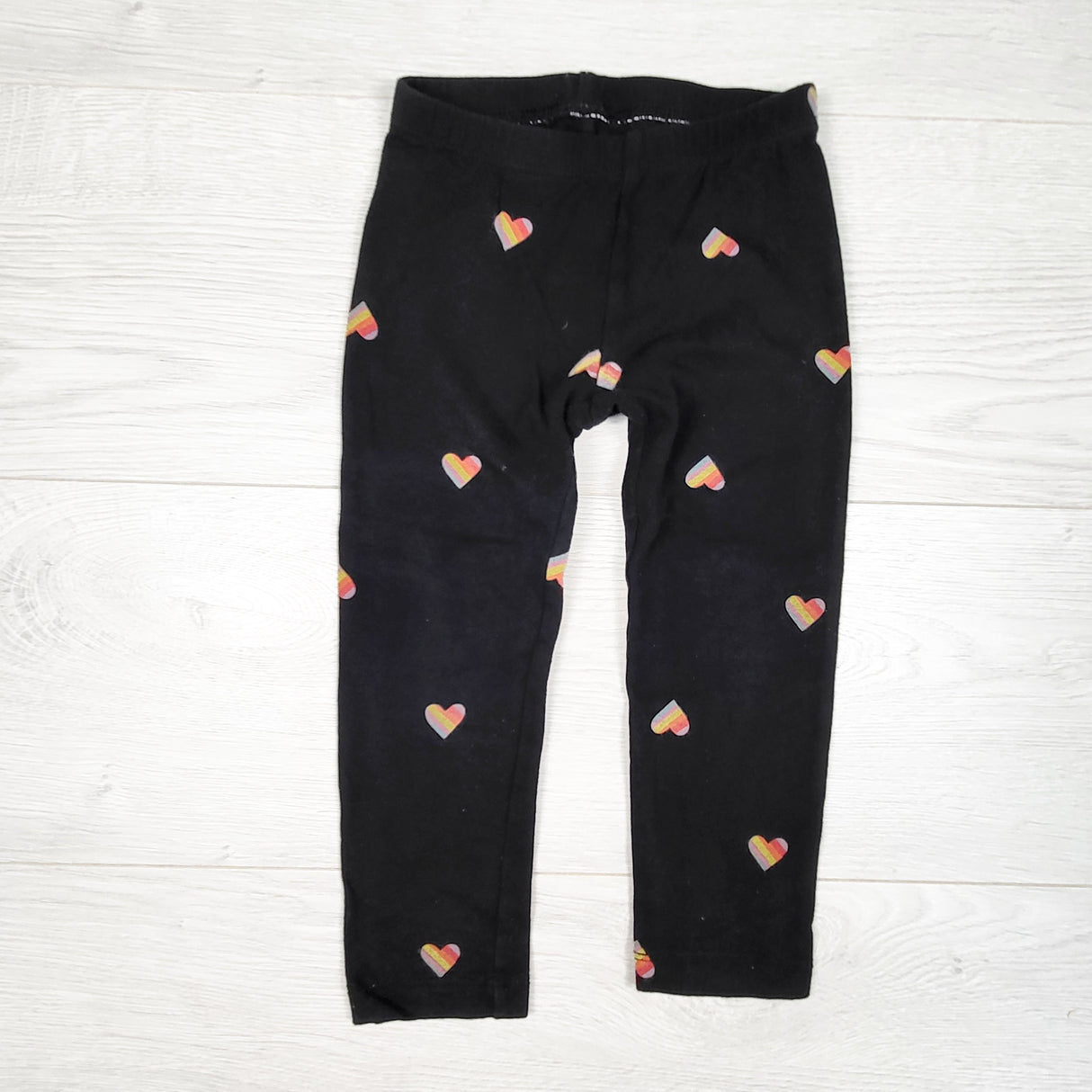 Old Navy black heart print leggings. Size 3T