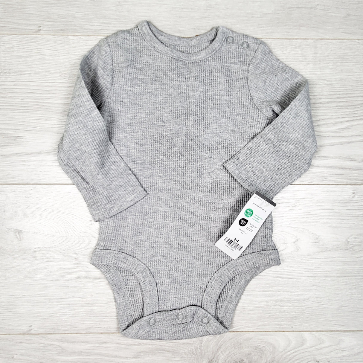 NEW - Carters light grey waffle knit bodysuit. Size 6 months