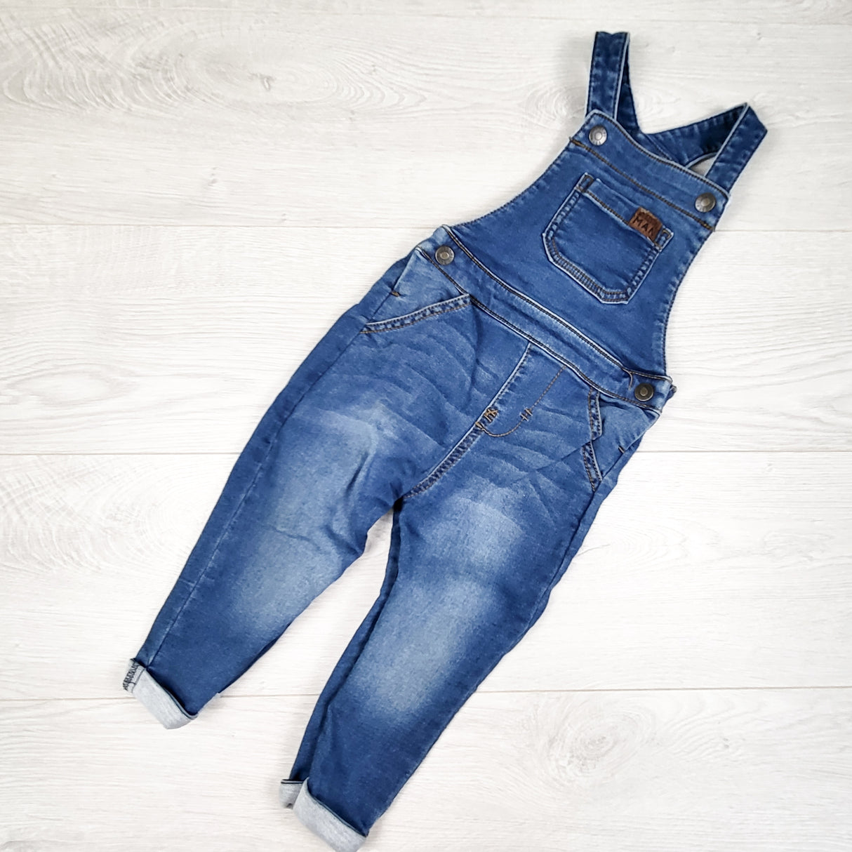 Fred and Flo denim overalls. Size 12-18 months