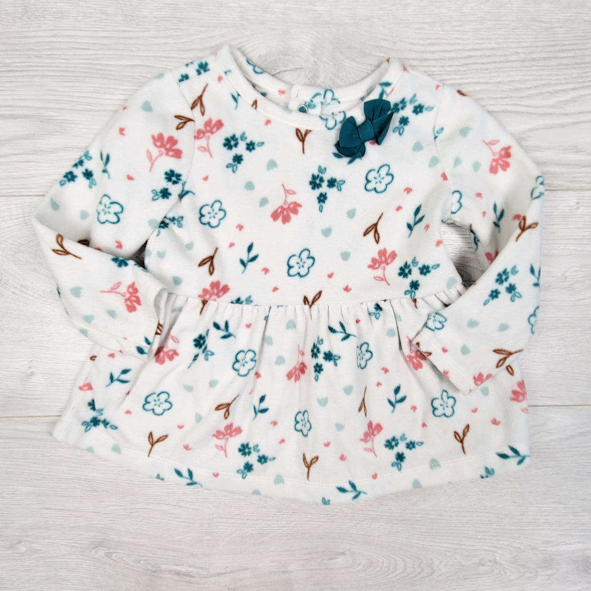 Child of Mine white floral print fleece top. Size 18 months