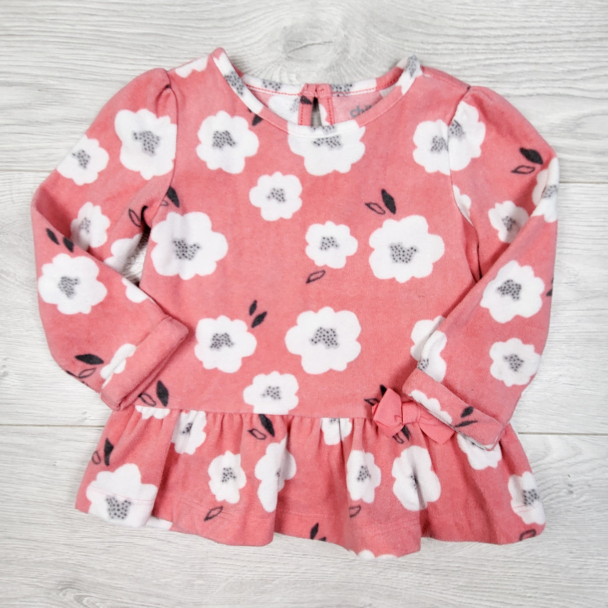 Child of Mine pink floral print fleece top. Size 18 months