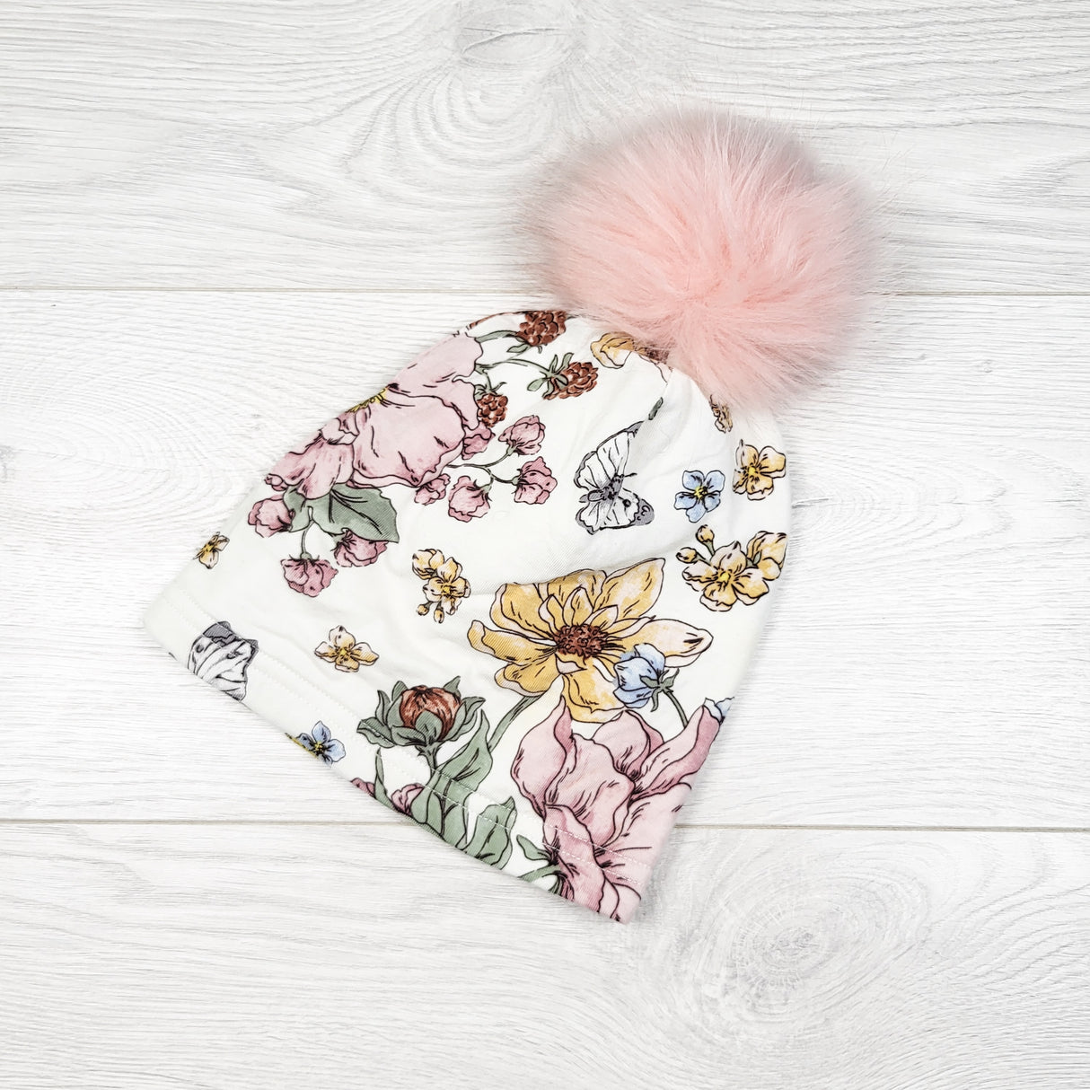 Loulou Lollipop floral print fleece lined beanie. Size 12-24 months