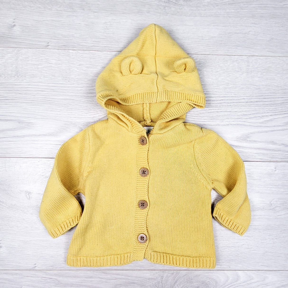 Pekkle yellow hooded sweater. Size 3 months