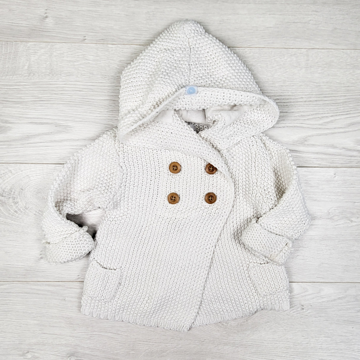 Beba Bean grey hooded sweater. Size 9-12 months