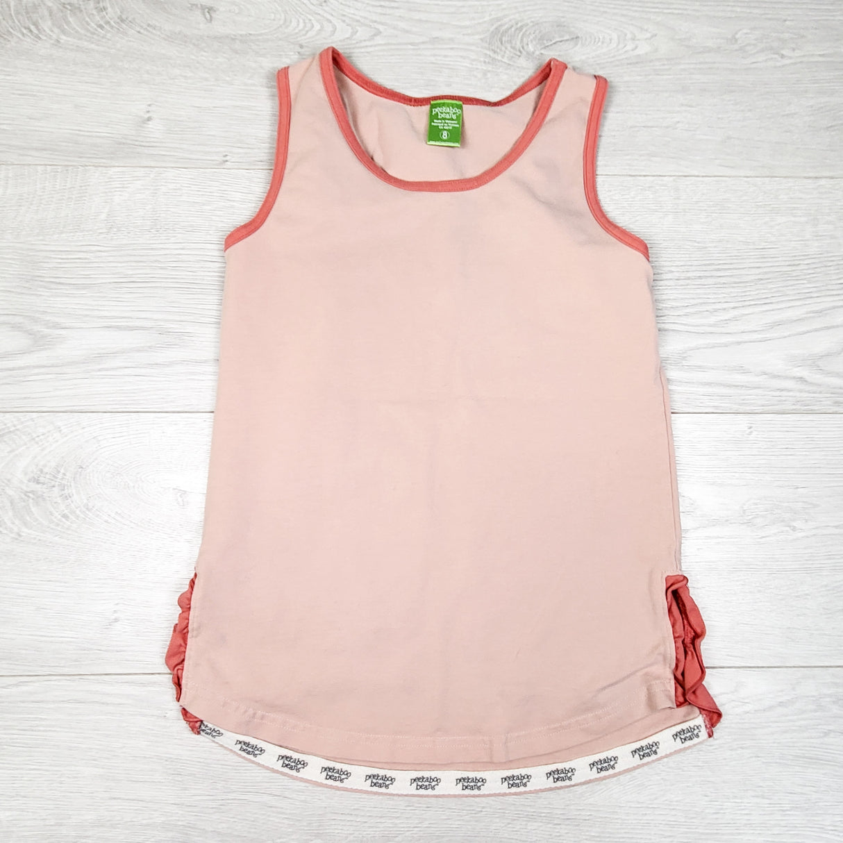 Peekaboo Beans light pink tank top. Size 8