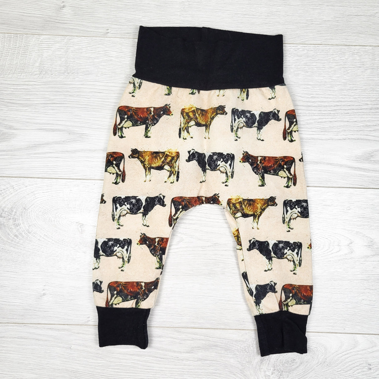 Handmade cow print pants. Size 6-9 months